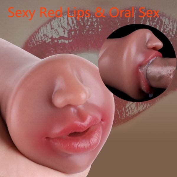Realistische Lippen Taschenmuschi Oralsex Spielzeug — Fantasie Silikon Masturbationsbecher – Bild 2
