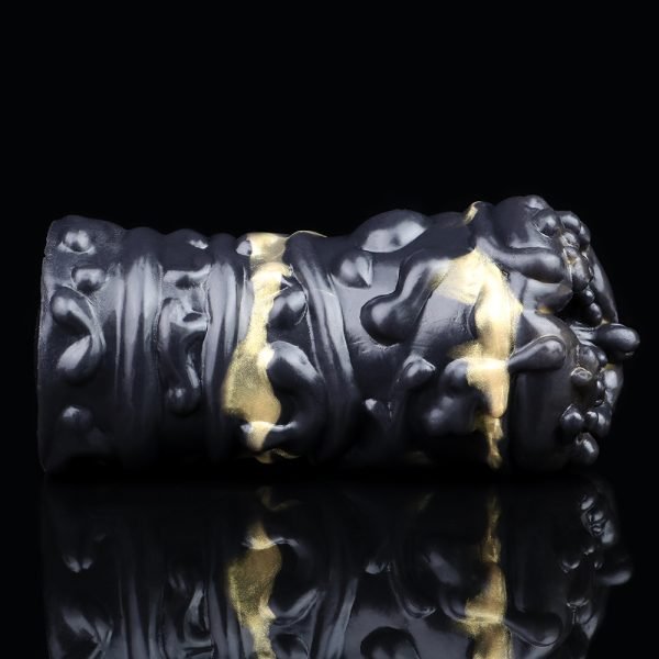 Monster Fantasy Taschenmuschi – Schwarz-Gold Silikon Vagina Männlicher Masturbator – Bild 3