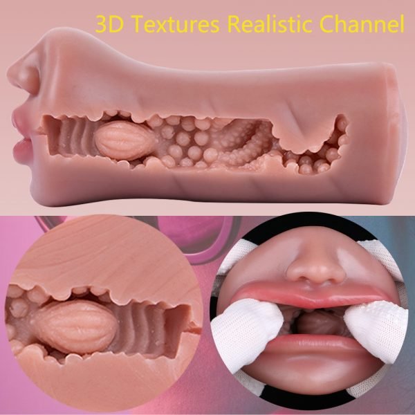 Realistische Lippen Taschenmuschi Oralsex Spielzeug — Fantasie Silikon Masturbationsbecher – Bild 4