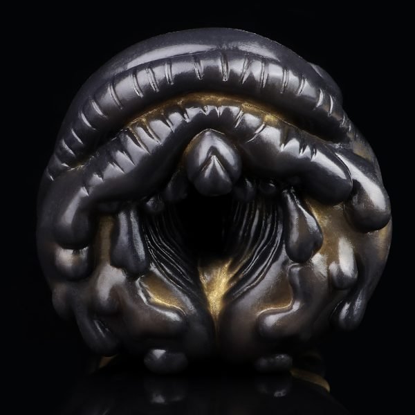 Monster Fantasy Taschenmuschi – Schwarz-Gold Silikon Vagina Männlicher Masturbator – Bild 5