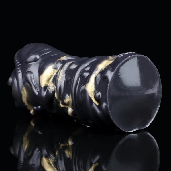 Monster Fantasy Taschenmuschi – Schwarz-Gold Silikon Vagina Männlicher Masturbator – Bild 6