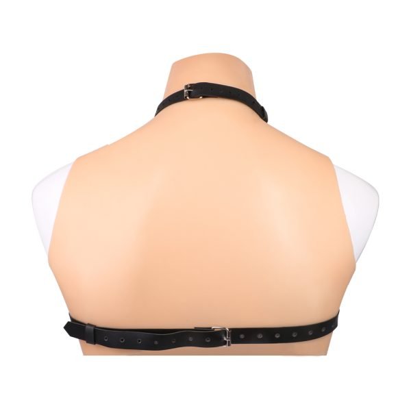 Leder Bondage Dessous - Gepunkteter Elastischer Cupless BH Korsett BDSM Sexspielzeug für Frauen – Bild 4