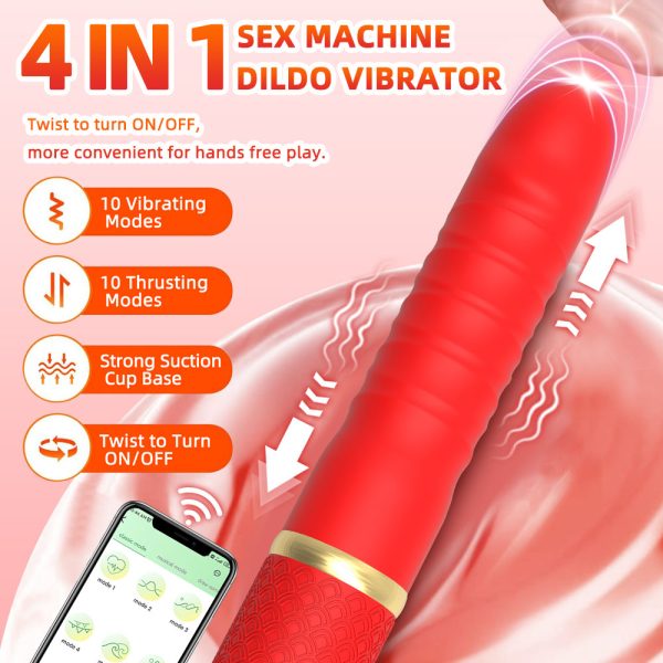 Thrusting Dildo Fickmaschine – Handheld Blowjob Vibrator mit Saugfuß – Bild 8