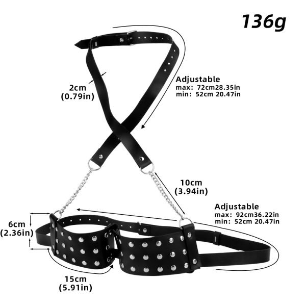 Leder Bondage Dessous - Gepunkteter Elastischer Cupless BH Korsett BDSM Sexspielzeug für Frauen – Bild 7