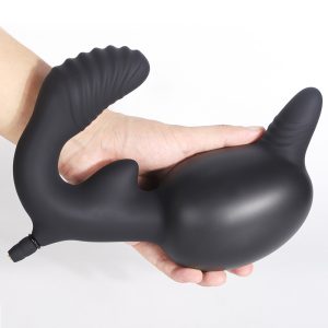 Aufblasbarer Double Penetration Anal Butt Plug – Fantasy Schwarze Silikon Sexspielzeuge für Frauen