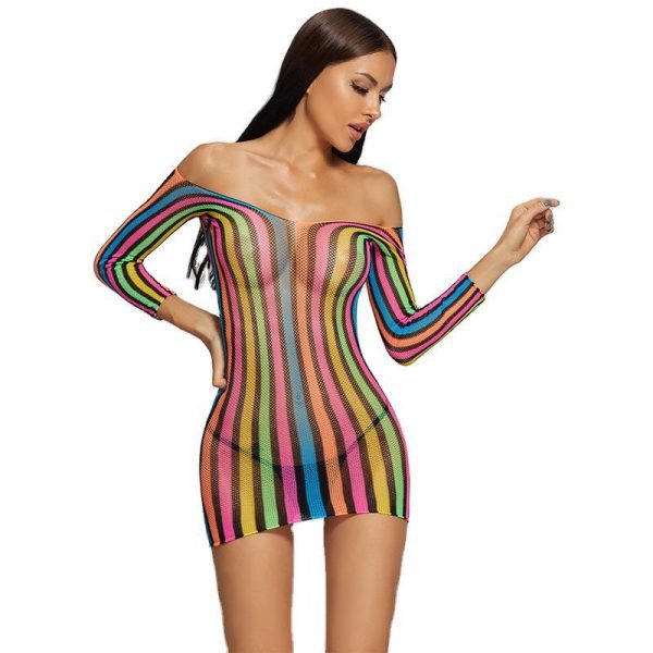 Fishnet Bodysuit Bodystocking – Verführerisches Buntes Mesh Sexy Outfit Bondage Dessous – Bild 6