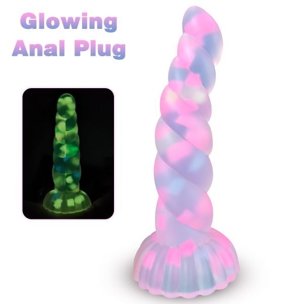 Silikon Anal Dildo Plug – Fantasie-Spielzeug leuchtet im Dunkeln für Frauen – Bild 8