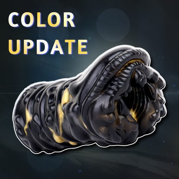 Monster Fantasy Taschenmuschi – Schwarz-Gold Silikon Vagina Männlicher Masturbator – Bild 12
