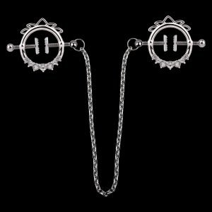 Edelstahl Fantasy Nippelpiercings – Extreme Fesselungen Metallhalskette Sexspielzeuge für BDSM