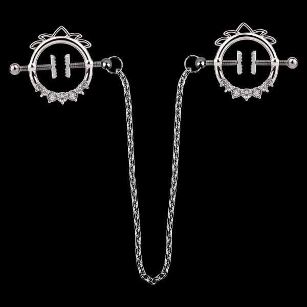 Edelstahl Fantasy Nippelpiercings – Extreme Fesselungen Metallhalskette Sexspielzeuge für BDSM