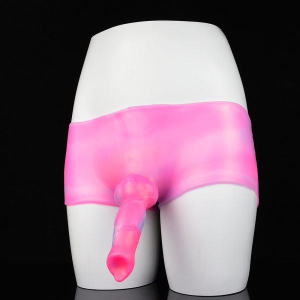 Strap-On Silikon Leder Dildo-Höschen – Rosa Fantasy Anal Sexspielzeug für Frauen