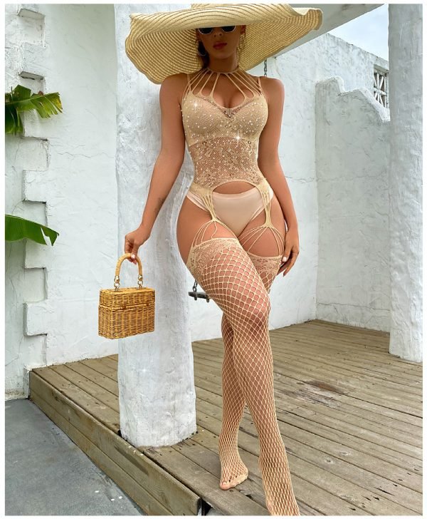 Offene Crotchless Dessous Sexy Kleidung - Fishnet Bodysuit Bondage Dessous Geschenke – Bild 3