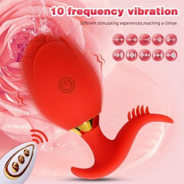 App-gesteuertes Vibrations-Analdildo Rose Toy – Rotes wasserdichtes Silikon Sexspielzeug für Frauen – Bild 5