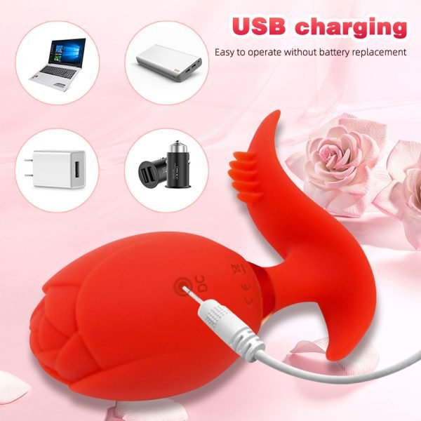 App-gesteuertes Vibrations-Analdildo Rose Toy – Rotes wasserdichtes Silikon Sexspielzeug für Frauen – Bild 6