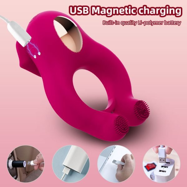 Mund-Saugender Klitorisstimulator Penisring – Silikon Multi-Stimulation Sexspielzeug für Frauen & Männer – Bild 4