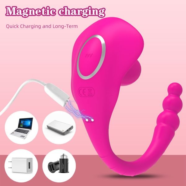 Doppelte Stimulation Vagina-Anal Plug Vibrator – Silikon Stoß-Vibrator für Frauenmasturbation – Bild 4