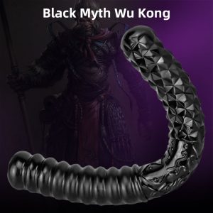 Doppelseitiger Anal Dildo Plug – Fantasy Schwarzes Silikon Lesben Sexspielzeug