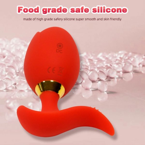 App-gesteuertes Vibrations-Analdildo Rose Toy – Rotes wasserdichtes Silikon Sexspielzeug für Frauen