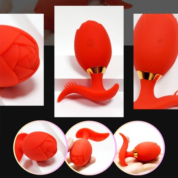 App-gesteuertes Vibrations-Analdildo Rose Toy – Rotes wasserdichtes Silikon Sexspielzeug für Frauen – Bild 8
