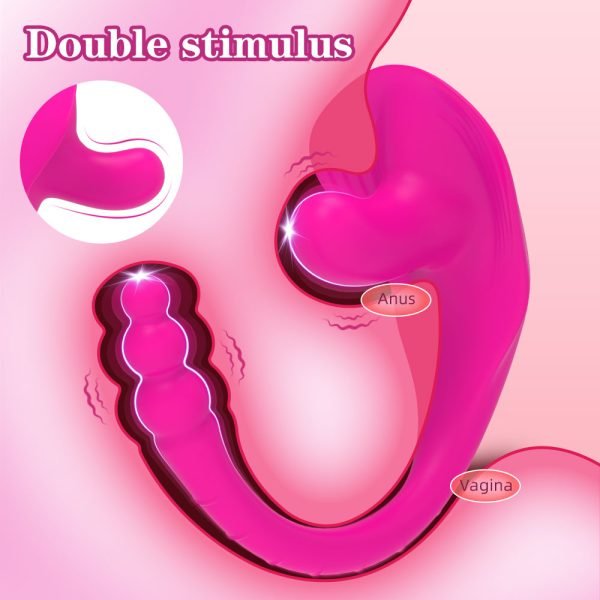 Doppelte Stimulation Vagina-Anal Plug Vibrator – Silikon Stoß-Vibrator für Frauenmasturbation – Bild 7