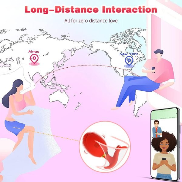 App-gesteuertes Vibrations-Analdildo Rose Toy – Rotes wasserdichtes Silikon Sexspielzeug für Frauen – Bild 11