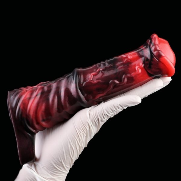 Blutrotes Silikon Fantasy Pferde-Mikropenis - Verzögerungs- und Vergrößerungswerkzeug für den männlichen Penis – Bild 11