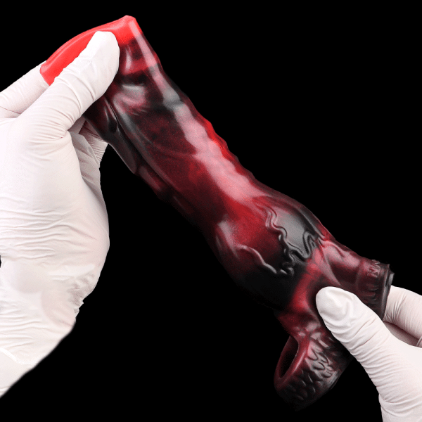 Fantasy Blutrotes Silikon Vaginapenis - Mit Hodenfixierungsring – Bild 2