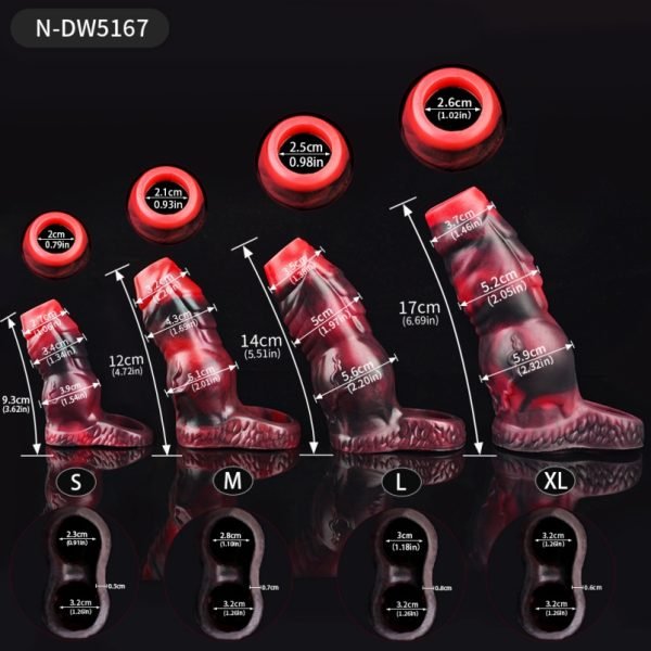 Fantasy Blutrotes Silikon Vaginapenis - Mit Hodenfixierungsring – Bild 6