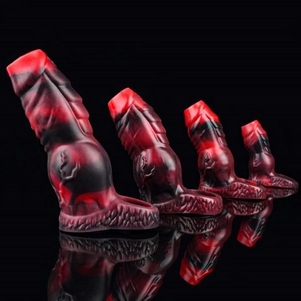 Fantasy Blutrotes Silikon Vaginapenis - Mit Hodenfixierungsring – Bild 8