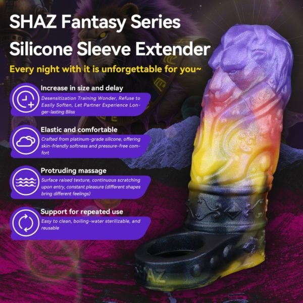 Fantasy Series Verlängerung der Sexdauer Silikonhülle Mikropenis – Violette Tentakel-Textur für Männer zur Verbesserung von Erektionsschwierigkeiten – Bild 3