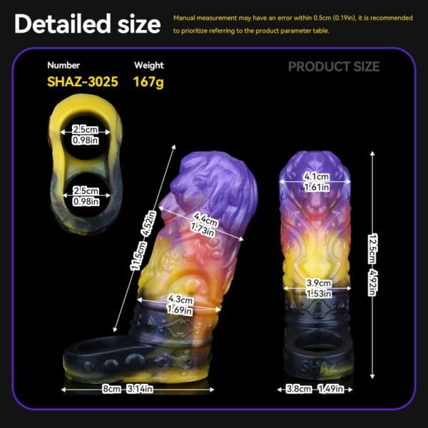 Fantasy Series Verlängerung der Sexdauer Silikonhülle Mikropenis – Violette Tentakel-Textur für Männer zur Verbesserung von Erektionsschwierigkeiten – Bild 8