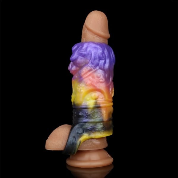 Fantasy Series Verlängerung der Sexdauer Silikonhülle Mikropenis – Violette Tentakel-Textur für Männer zur Verbesserung von Erektionsschwierigkeiten