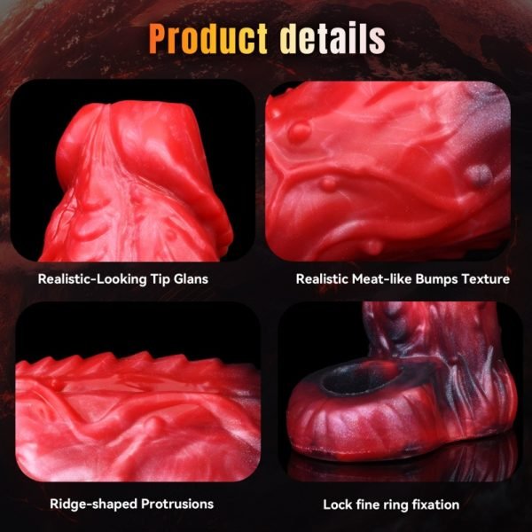 Halb-Ummanteltes Fantasy Vibrations Mikropenis - Blutroter Silikon Penis Vergrößerungs Aufsatz – Bild 5