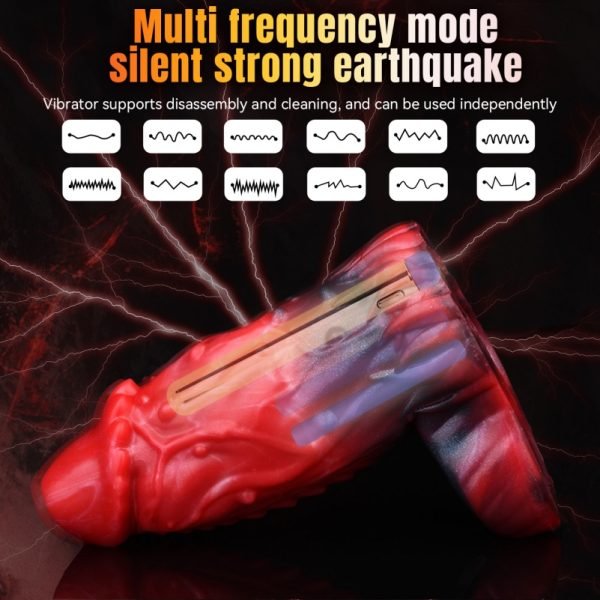 Halb-Ummanteltes Fantasy Vibrations Mikropenis - Blutroter Silikon Penis Vergrößerungs Aufsatz – Bild 6