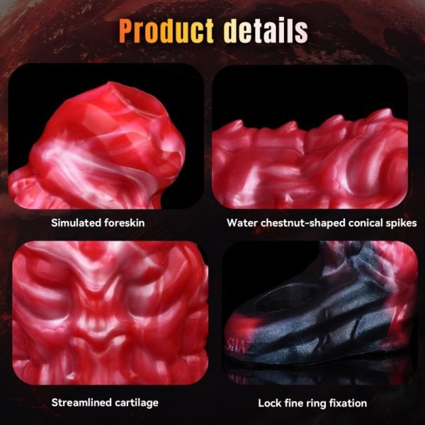 Monster-Fantasy Vibrations-Mikropenis - Blutrotes Silikon mit Hodenfixierung und Ringsystem – Bild 6