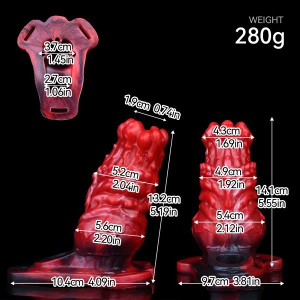 Blutrotes Fantasy-Monster Vibrations-Mikropenis - Mit G-Punkt-Stimulation und Silikon-Tool – Bild 3