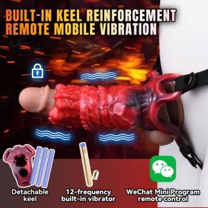 Blutrotes Fantasy-Monster Vibrations-Mikropenis - Mit G-Punkt-Stimulation und Silikon-Tool