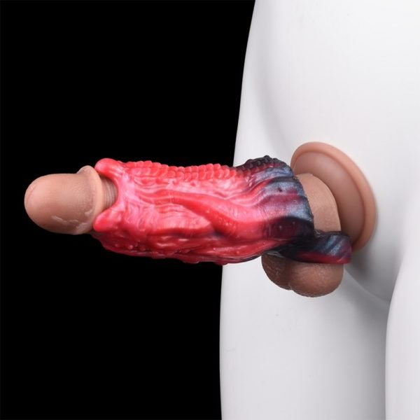 Fantasy-Monster Vibrations-Mikropenis - Verzögerungs- und Erektionsstärkungs-Penisaufsatz aus Silikon für Männer – Bild 13