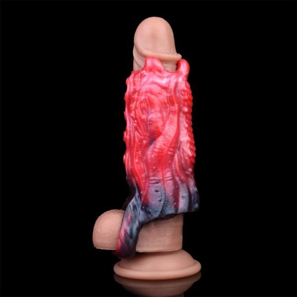 Fantasy-Monster Vibrations-Mikropenis - Verzögerungs- und Erektionsstärkungs-Penisaufsatz aus Silikon für Männer – Bild 12