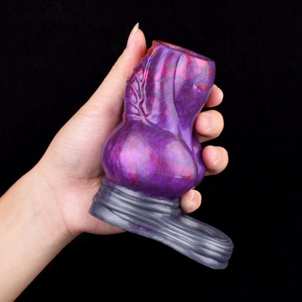 Lila Silikon Vaginapenis - Halb umschließendem Hoden- und Sperrspielzeug – Bild 11