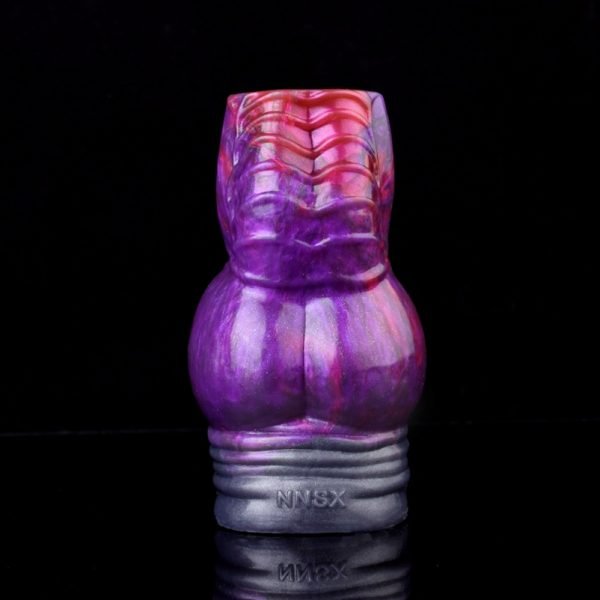 Lila Silikon Vaginapenis - Halb umschließendem Hoden- und Sperrspielzeug – Bild 4