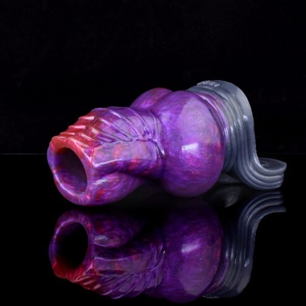 Lila Silikon Vaginapenis - Halb umschließendem Hoden- und Sperrspielzeug – Bild 5