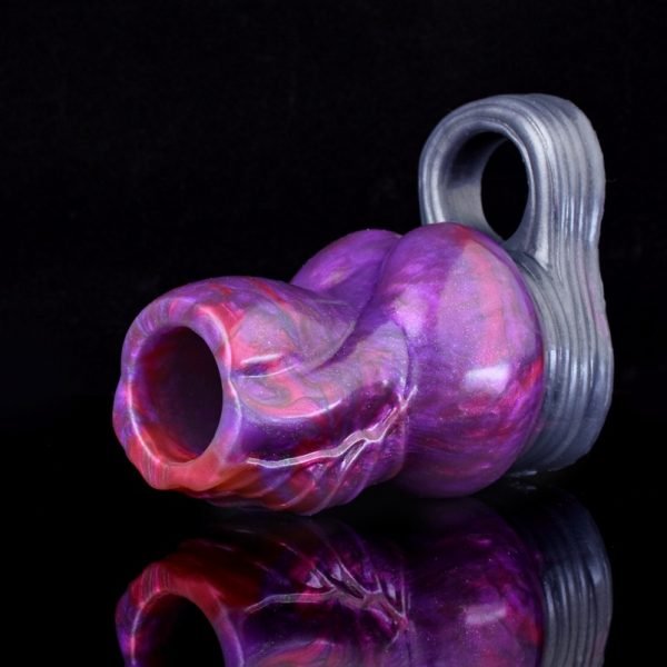 Lila Silikon Vaginapenis - Halb umschließendem Hoden- und Sperrspielzeug – Bild 6