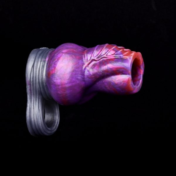 Lila Silikon Vaginapenis - Halb umschließendem Hoden- und Sperrspielzeug – Bild 7