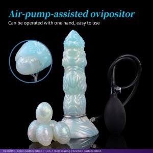 Blauer Silikon-Dragon Dildo Ovipositor - Einführbares Vagina Stretch und Ejakulationsspielzeug