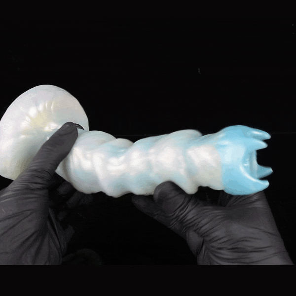 Blauer Silikon-Dragon Dildo Ovipositor - Einführbares Vagina Stretch und Ejakulationsspielzeug – Bild 4
