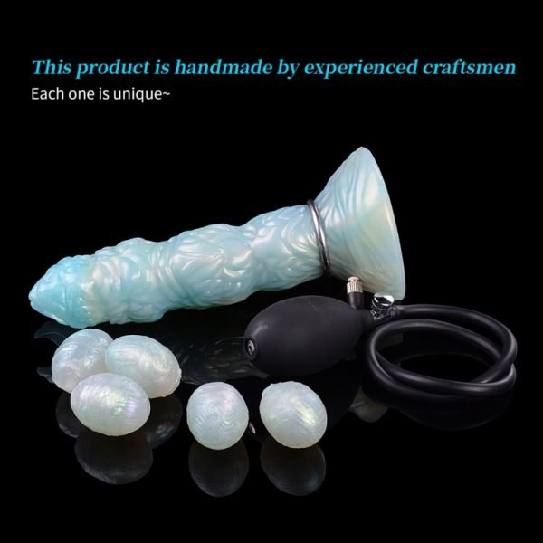 Blauer Silikon-Dragon Dildo Ovipositor - Einführbares Vagina Stretch und Ejakulationsspielzeug – Bild 6