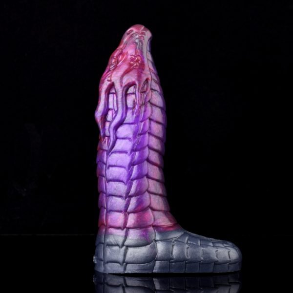 Vaginapenis mit Drachen-Design aus lila Silikon - Erektionshilfe für Männer mit Erektionsproblemen – Bild 2