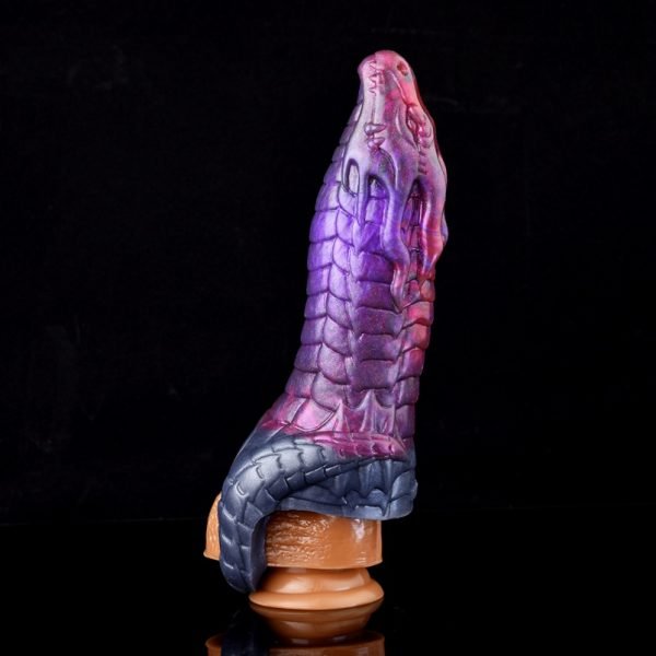 Vaginapenis mit Drachen-Design aus lila Silikon - Erektionshilfe für Männer mit Erektionsproblemen – Bild 5