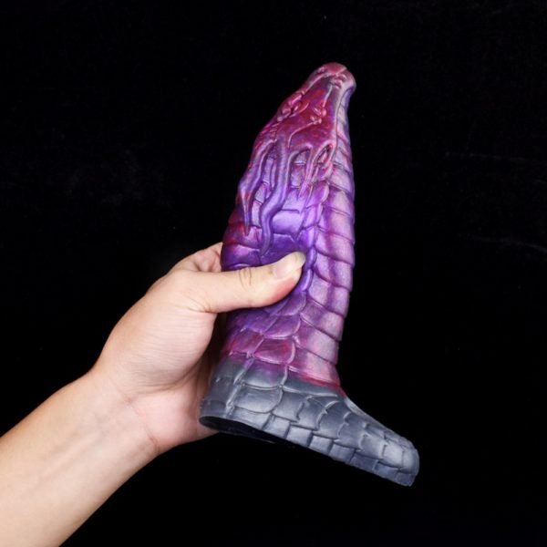Vaginapenis mit Drachen-Design aus lila Silikon - Erektionshilfe für Männer mit Erektionsproblemen – Bild 8